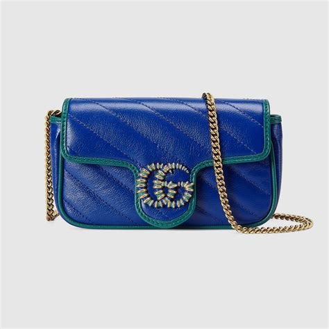 Mini borsa a mano GG Milano in pelle blu 